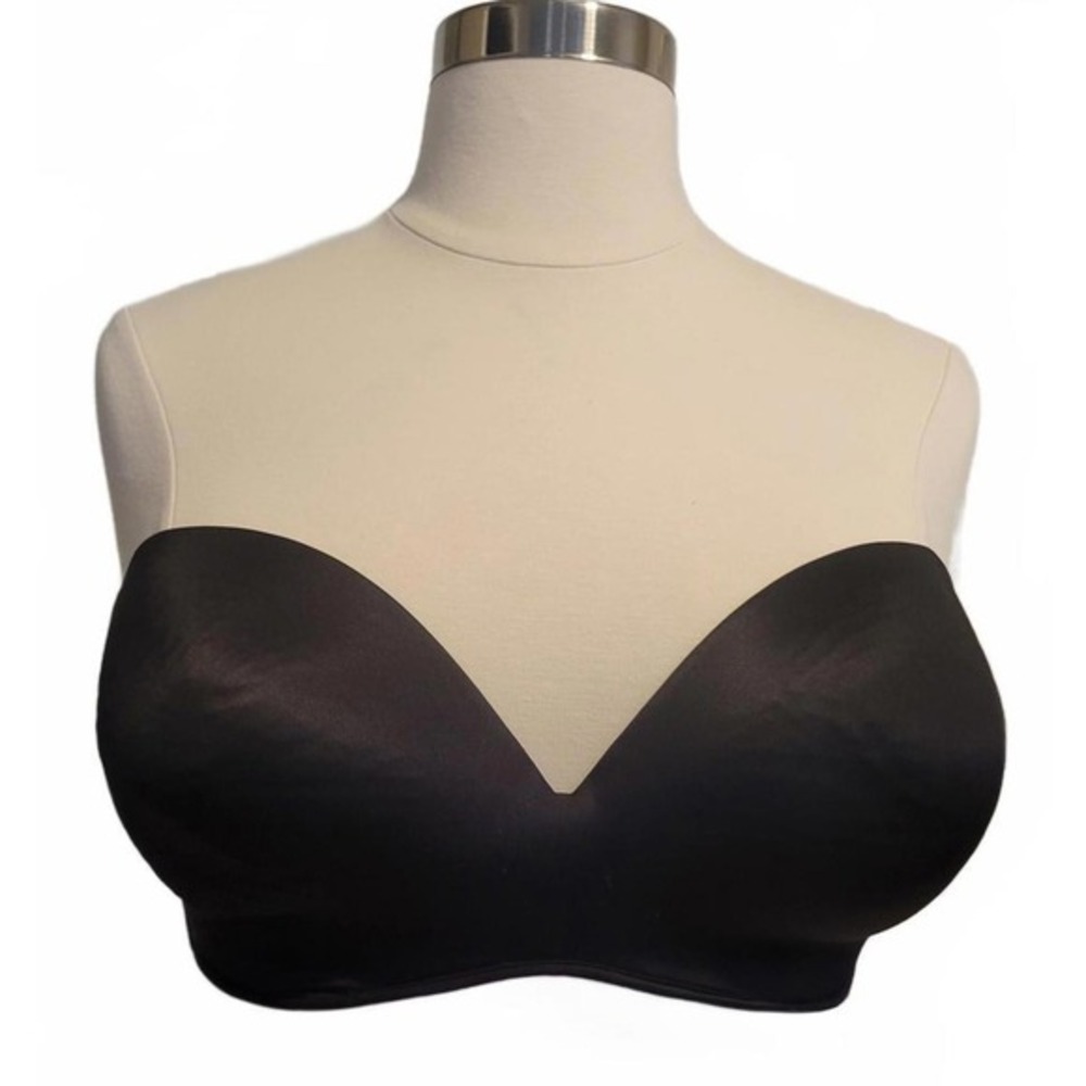 Cacique Black Strapless Plunge Bra Silicone Gripper 40DD RN118641